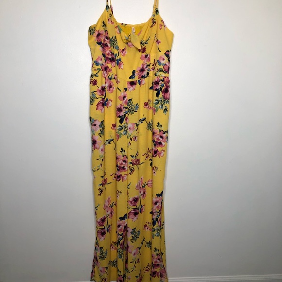 target yellow floral jumpsuit